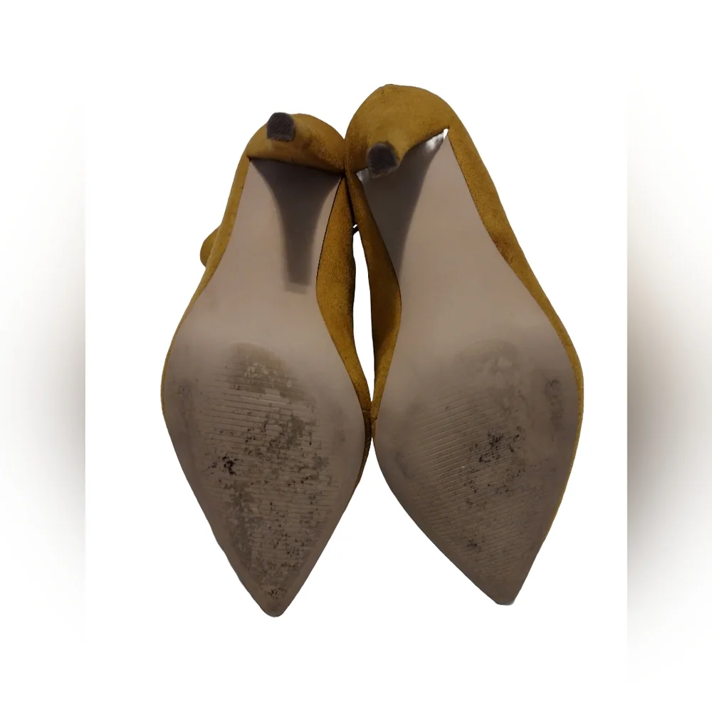Women's Mustard Suede Ankle Boots - Picture 6 of 7